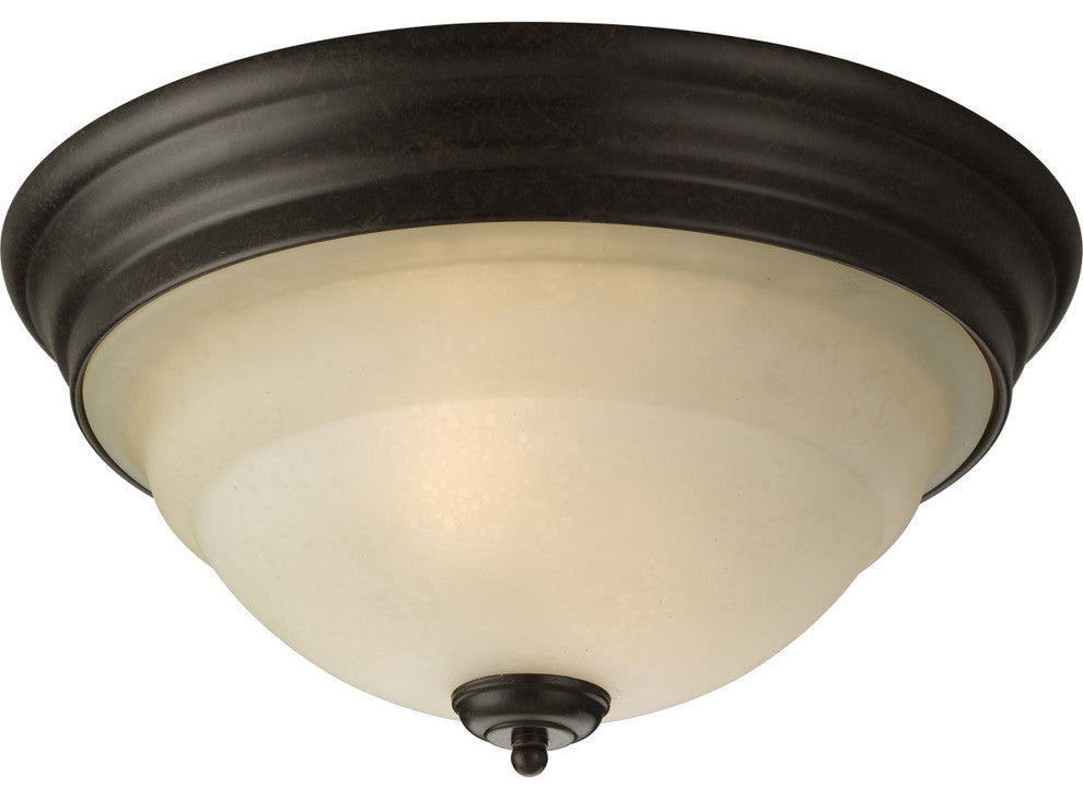 2-Light Close-To-Ceiling, Forged Bronze With Tea-Stained Bowl