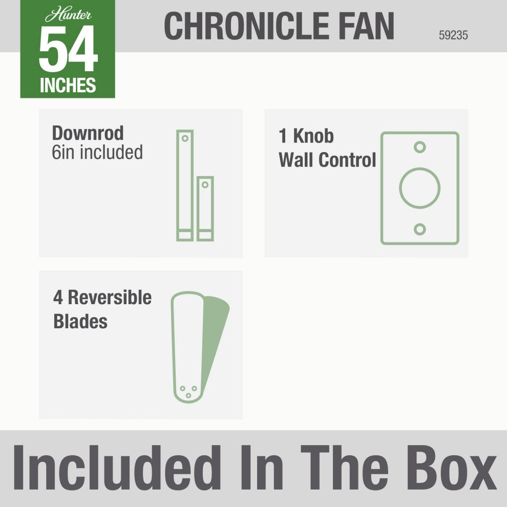 Hunter Fan Company 54" Chronicle Matte Black Ceiling Fan With Wall Control