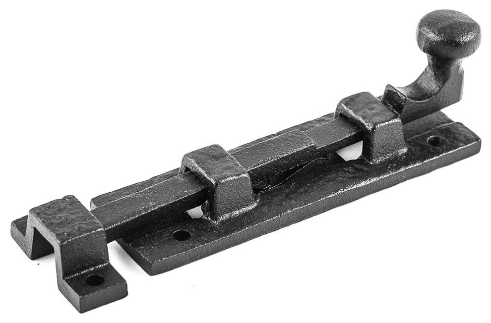 Black Slide Bolt Door Latch 4" L Wrought Iron Sliding Bolts with Catch Pack of 2