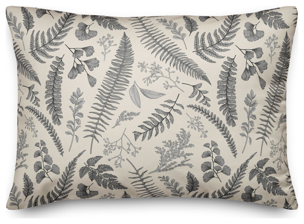Gray Botanical Pattern 14x20 Spun Poly Pillow