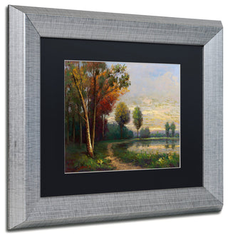 Daniel Moises 'Landscape with a Lake' Art, Silver Frame, 11"x14", Black Matte