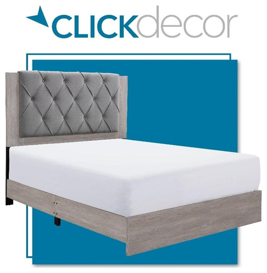 ClickDecor Kenton Platform Bed Queen Size Light Gray