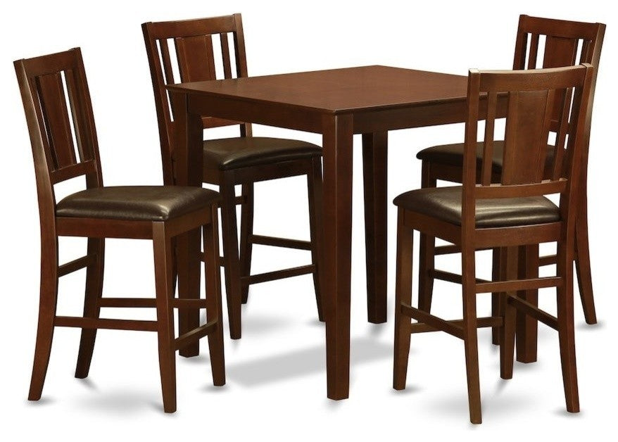 5-Piece Pub Table Set, Counter Height Table And 4 Stools