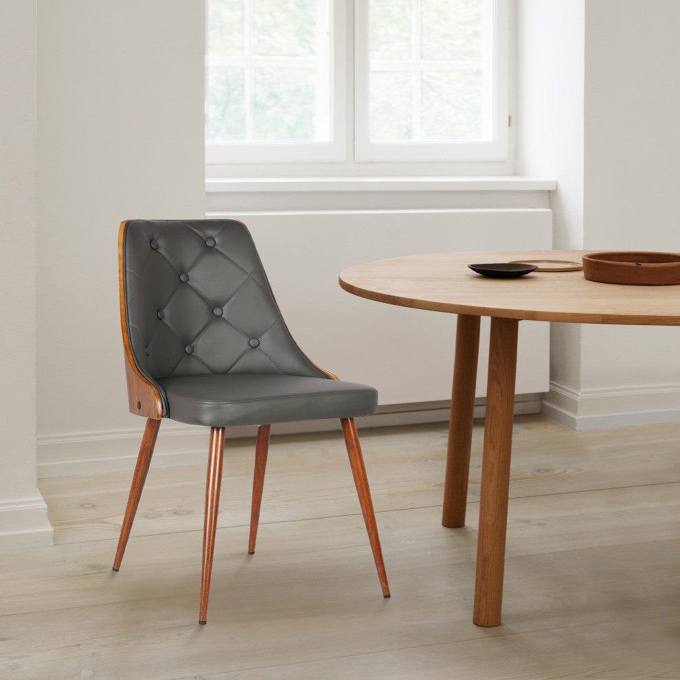Lily Mid-Century Dining Chair, Walnut, Gray