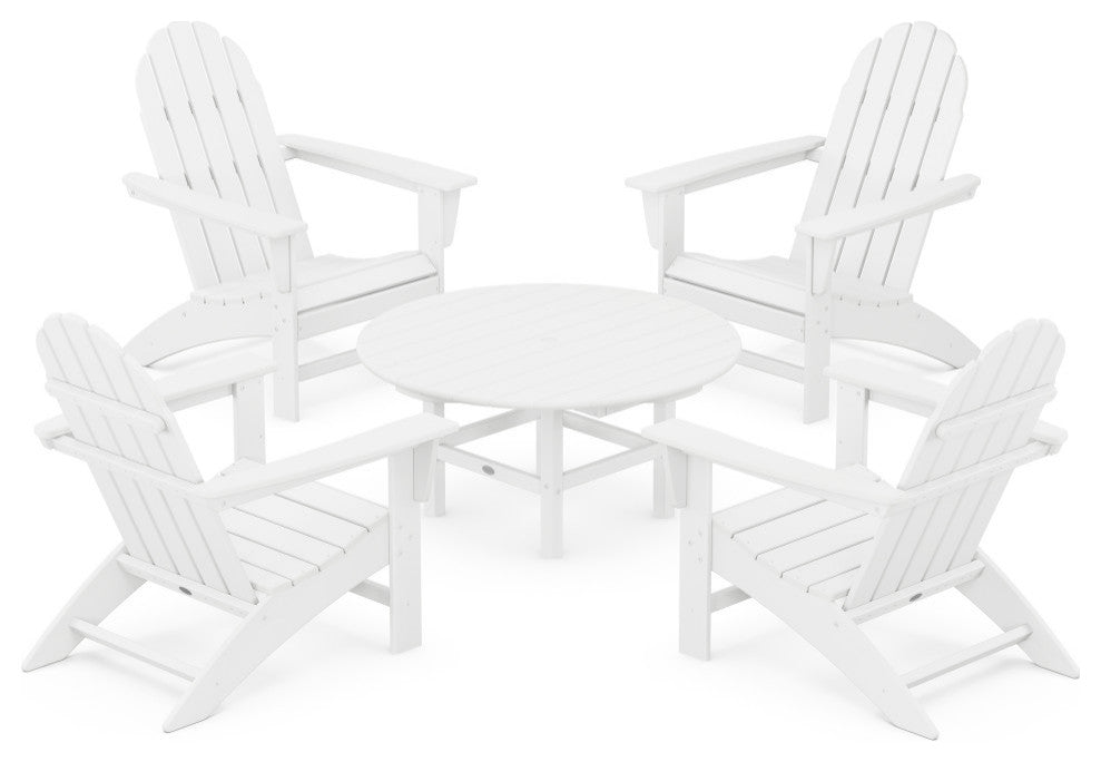 Vineyard 5-Piece Adirondack Chair Conversation Set, White
