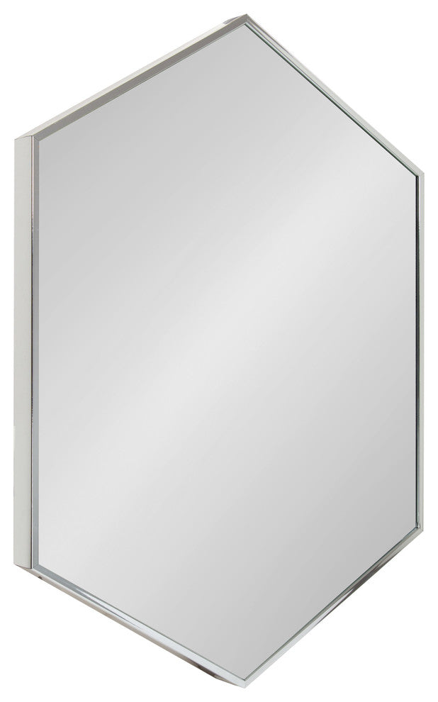 Rhodes Framed Hexagon Wall Mirror, Silver, 22x31