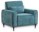 Valentina Chenille Chair, Metal Legs, Throw Pillow, Blue