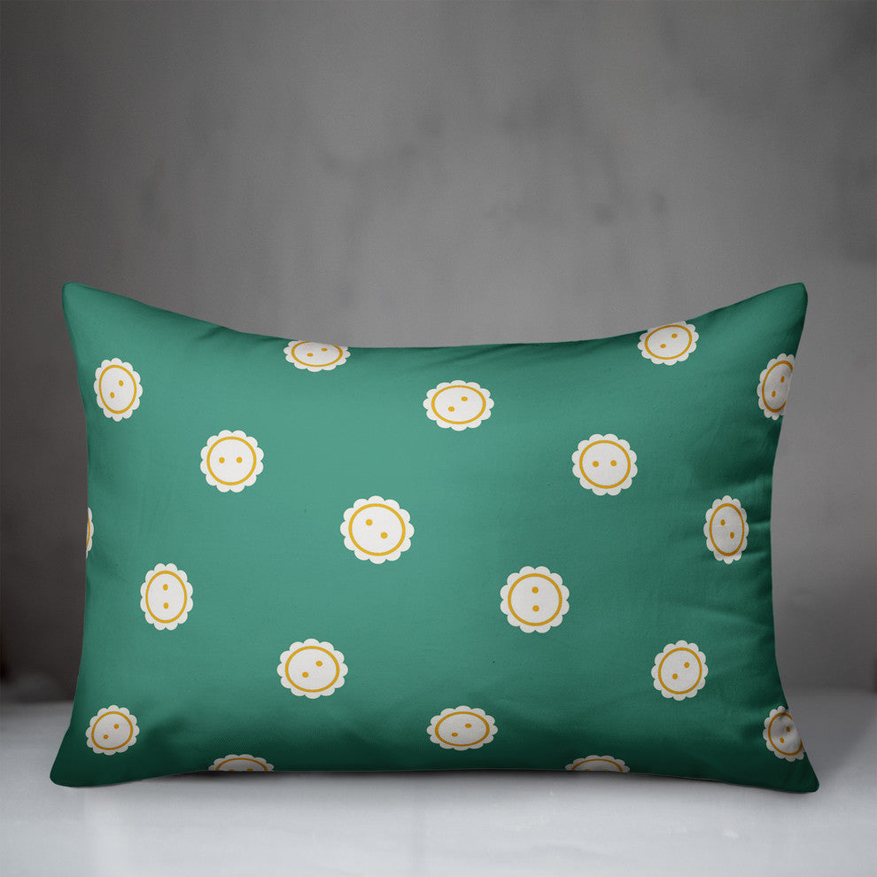 Blue Button Pattern Throw Pillow