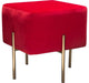 Velvet Upholstered Modern Square Accent Ottoman with Stainless Steel Frame, Red