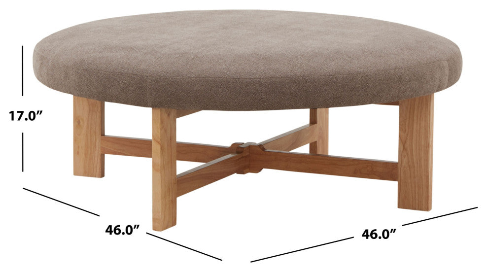 Safavieh Couture Vinny Faux Shearling Ottoman, Brown/Natural