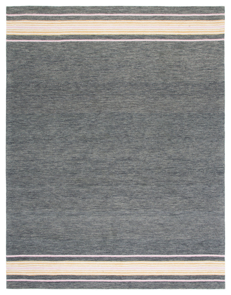 Safavieh Metro Met611H Striped Rug, Charcoal and Pink, 2'3"x8'0" Runner