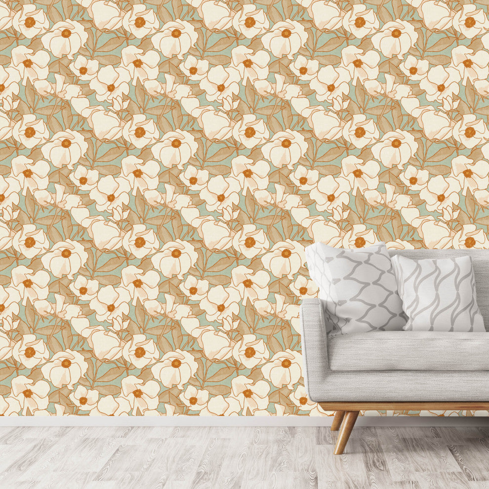 Carolina Green and White Wallpaper, 24"x72"