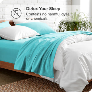 Bare Home 7-Piece Microfiber Sheet Set, Aqua, Split King