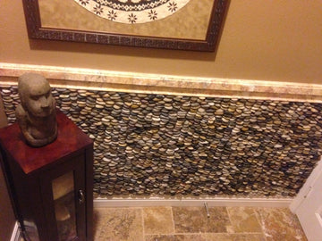 6x12 Polished Cobblestone Mosaic - Natural Stone for Backsplash or Shower