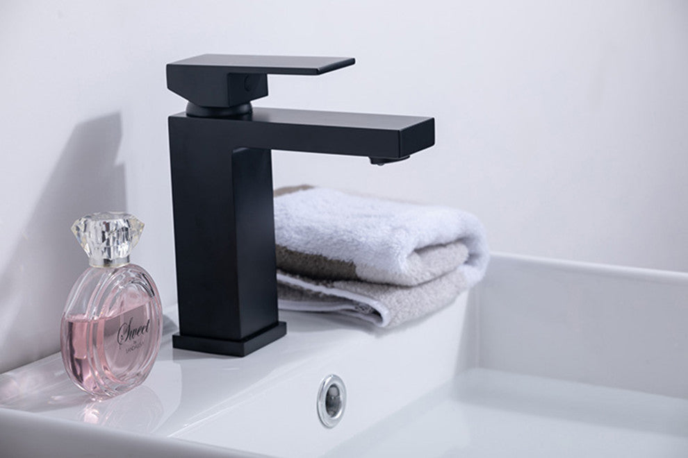 Alma Single Handle Basin Faucet with a pop up drain , Upc Certified, Black