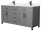 66"DBL Vanity Dark Gray, Carrara Cult. Marble Countertop, Sinks, Black Trim