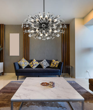 Victor 36" Crystal Starburst Oval Pendant, Black