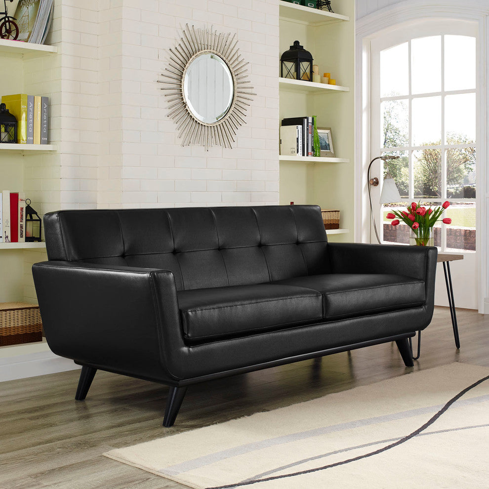 Modern Contemporary Living Room Loveseat Black