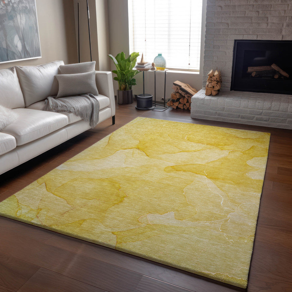 Premium Machine Washable Mayfield AMF509 Gold 5' x 7'6" Rug