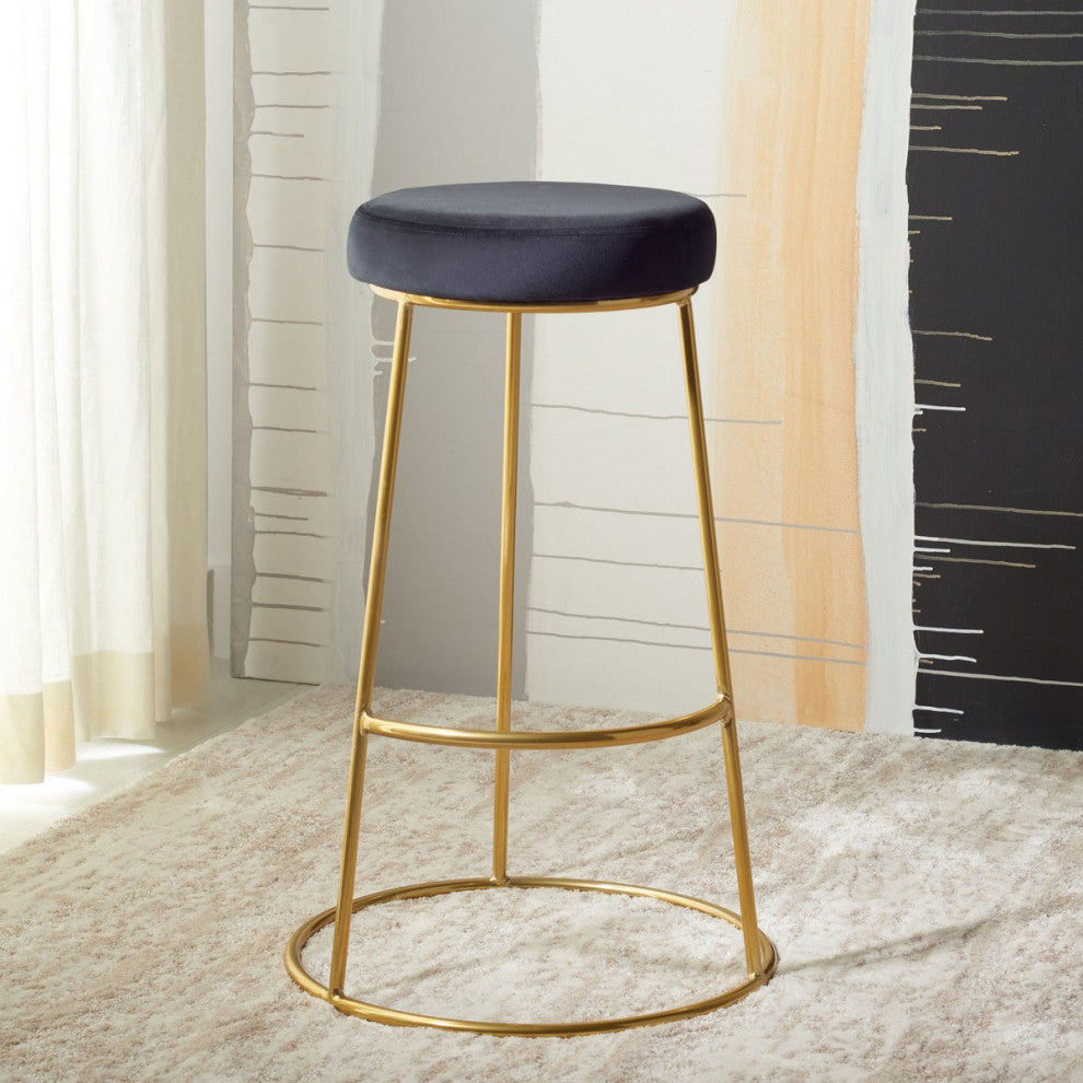 Safavieh Sabina Round Bar Stool, Black/Gold