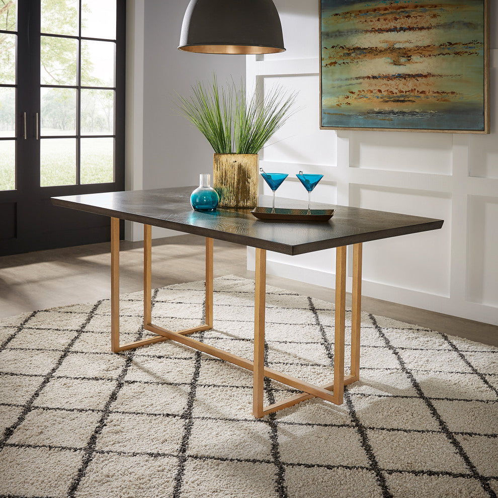Chesher Gold Finish 68-inch Rectangular Dining Table