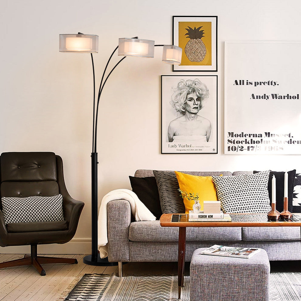 Amarillo 3 Light Arc Floor Lamp - Matte Black