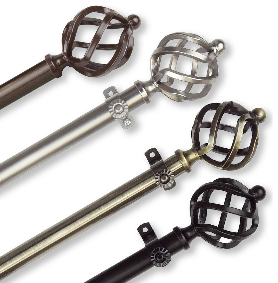 Twist Curtain Rod, Black, 18-28"