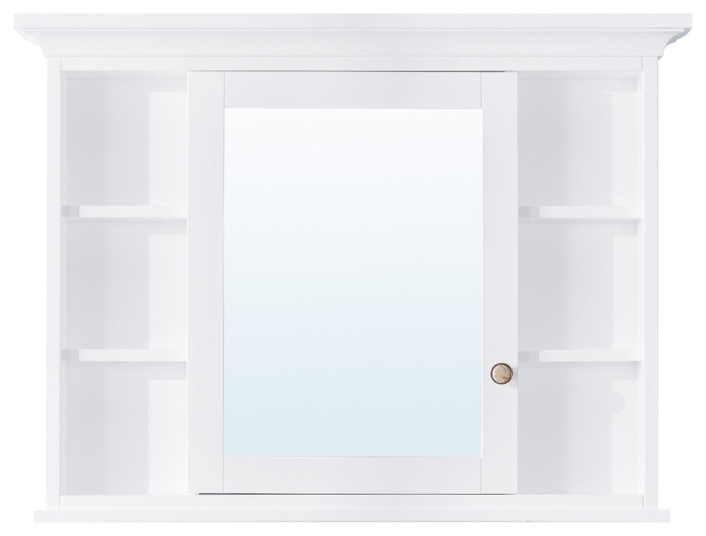 Handmade Solid Wood Medicine Cabinet with Ample Storage Space in White, 40"x30" Left Open Single Door