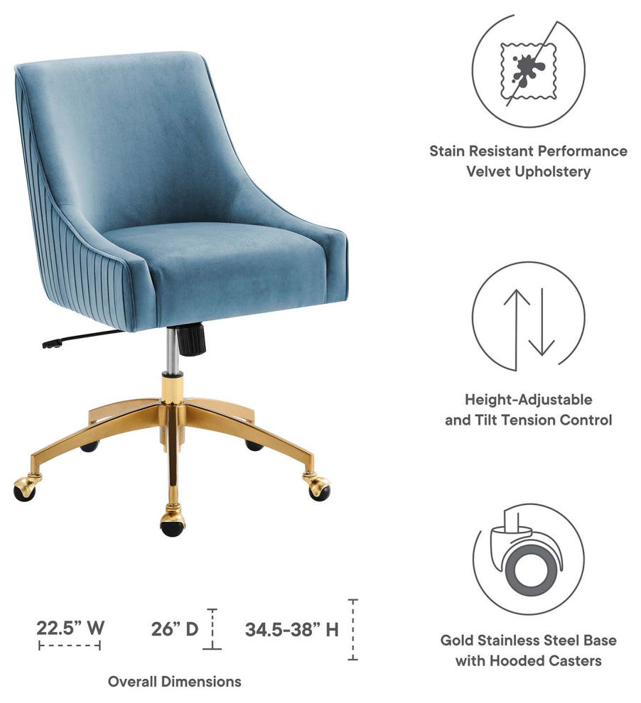 Discern Performance Velvet Office Chair, Light Blue