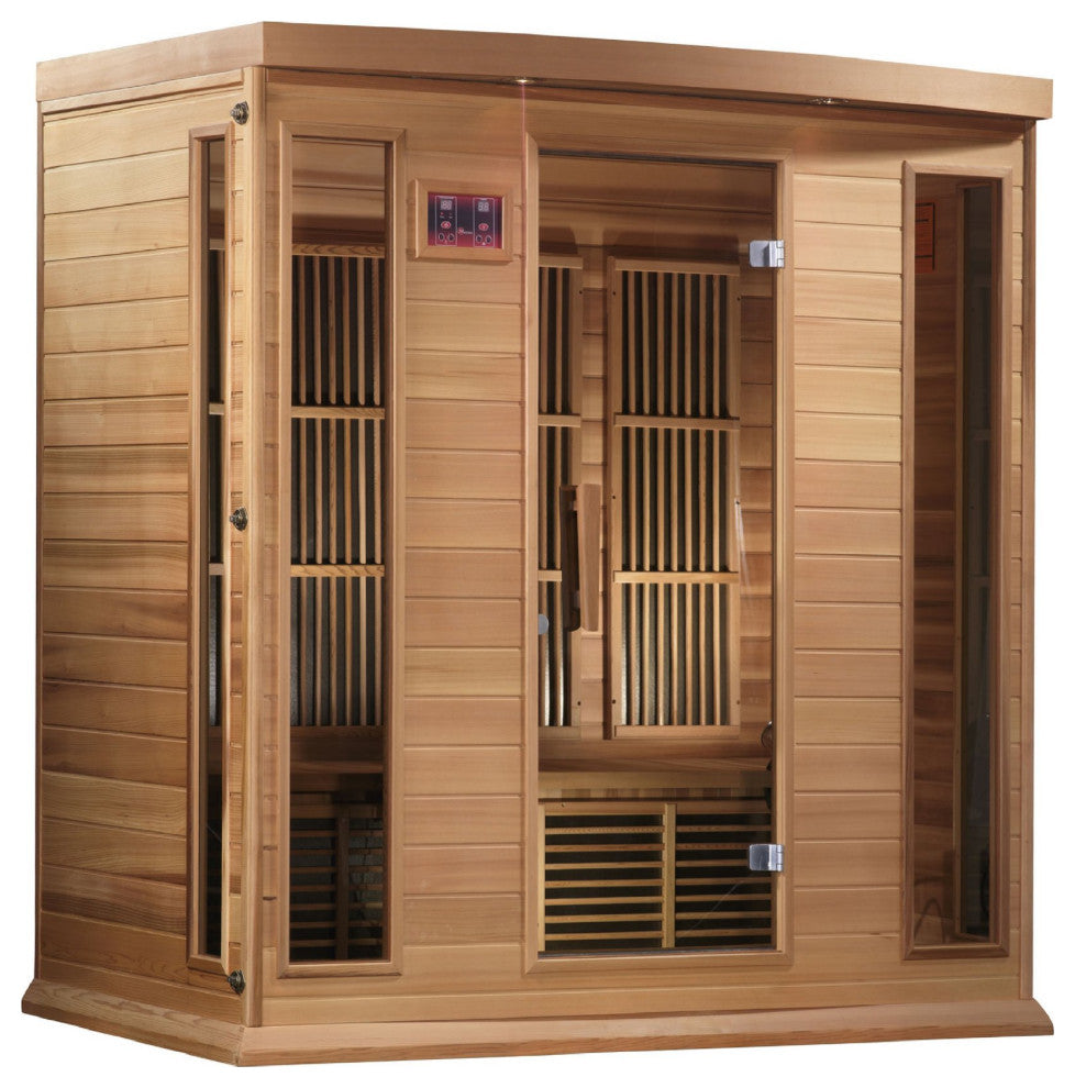 4-Person Corner Near Zero Emf(Under 2Mg) Far Infrared Sauna (Canadian Red Cedar)