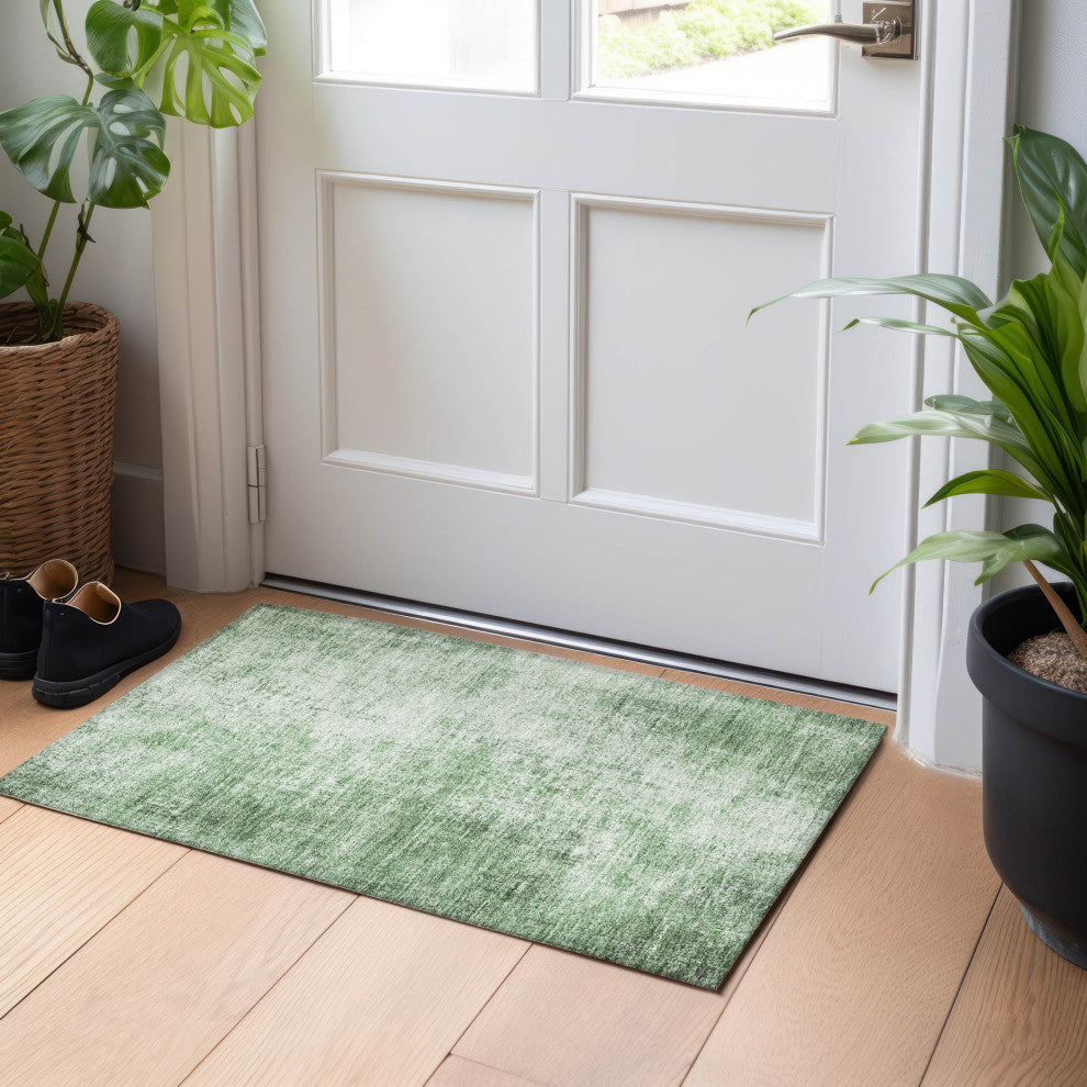 Machine Washable Indoor/Outdoor Chantille ACN1903 Green 1'8" x 2'6" Rug