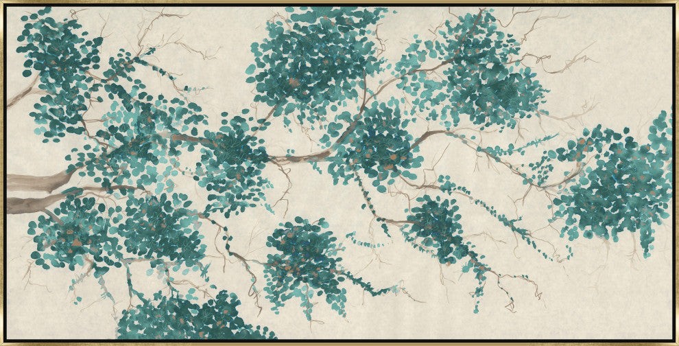48x24 Flourishing Spring III, Framed Artwork, Gold