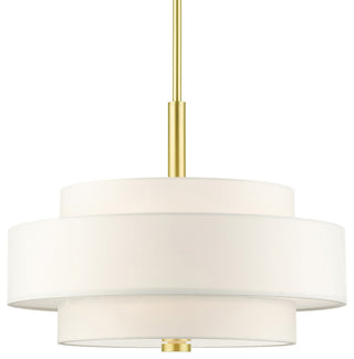 Livex Lighting 50874 Meridian 4 Light 18"W Drum Chandelier - Satin Brass