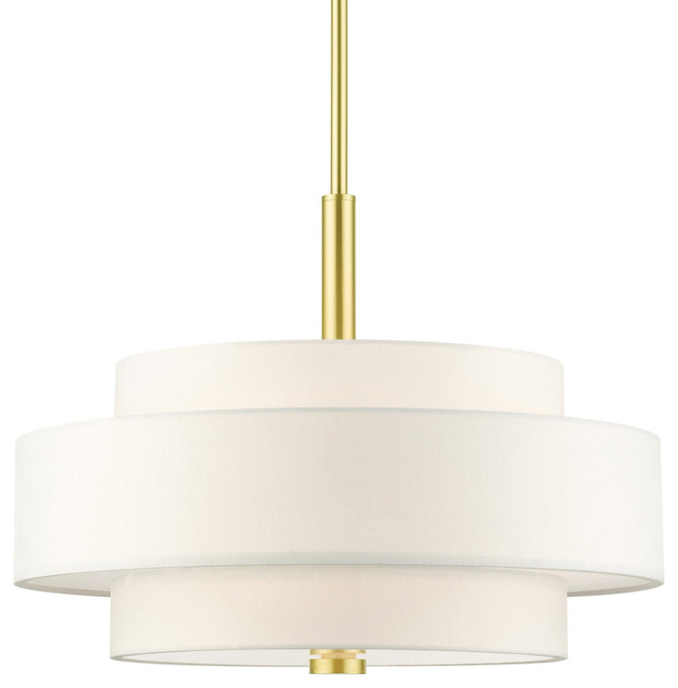 Livex Lighting 50874 Meridian 4 Light 18"W Drum Chandelier - Satin Brass