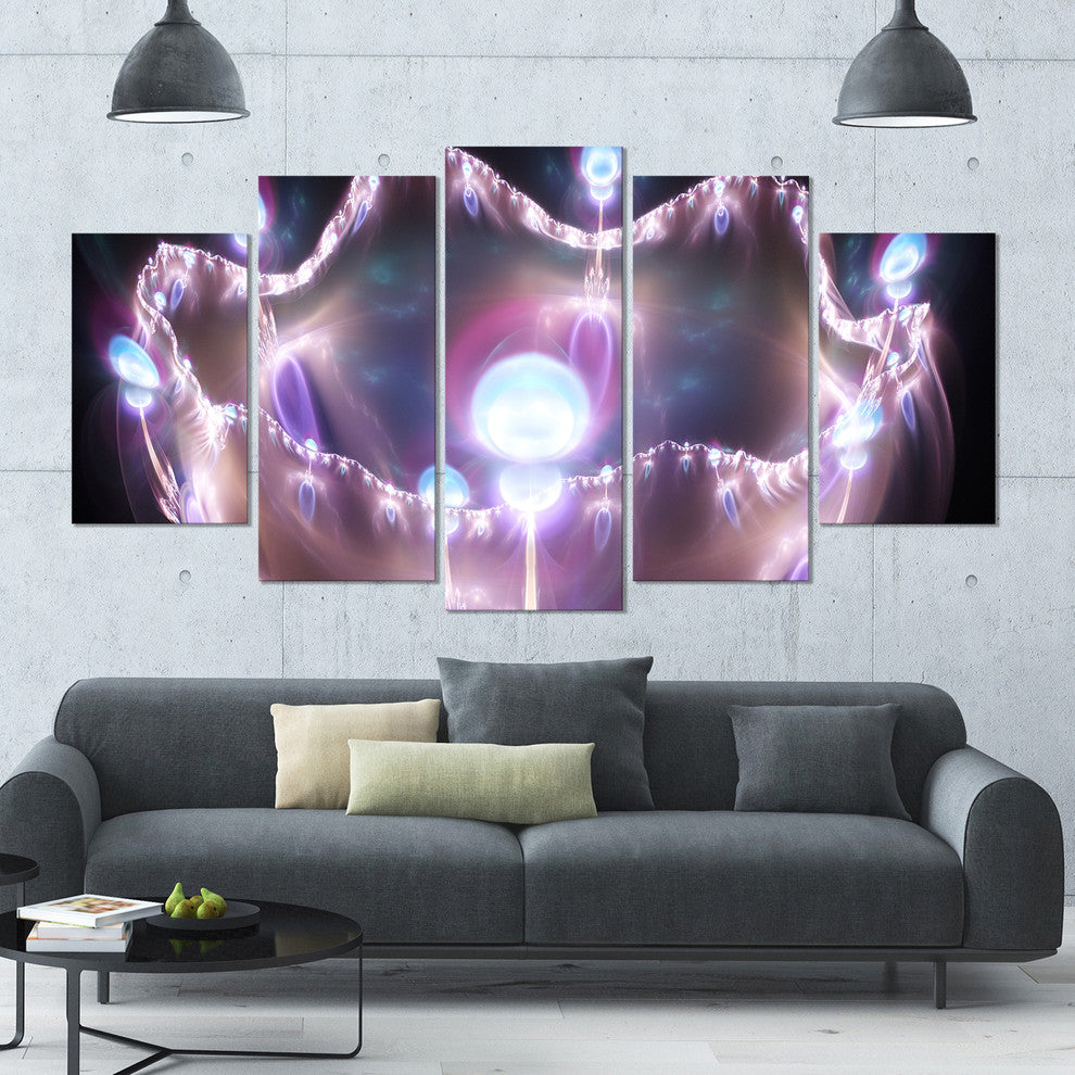 3D Surreal Purple Illustration, Purple, Abstract Canvas Print, 60"x32", 5 Panels