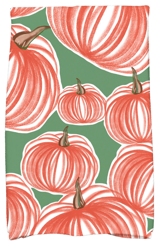 Pumpkins-A-Plenty Geometric Print Hand Towel, Green