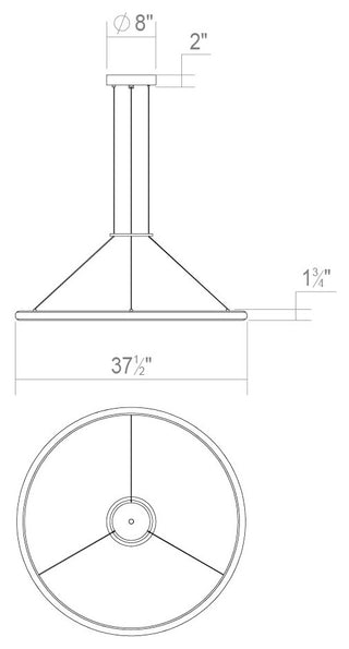 Sonneman 2233-38-35 Luna 38"W LED Ring Chandelier - 3500K - Painted Brass