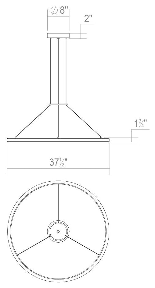 Sonneman 2233-38-35 Luna 38"W LED Ring Chandelier - 3500K - Painted Brass