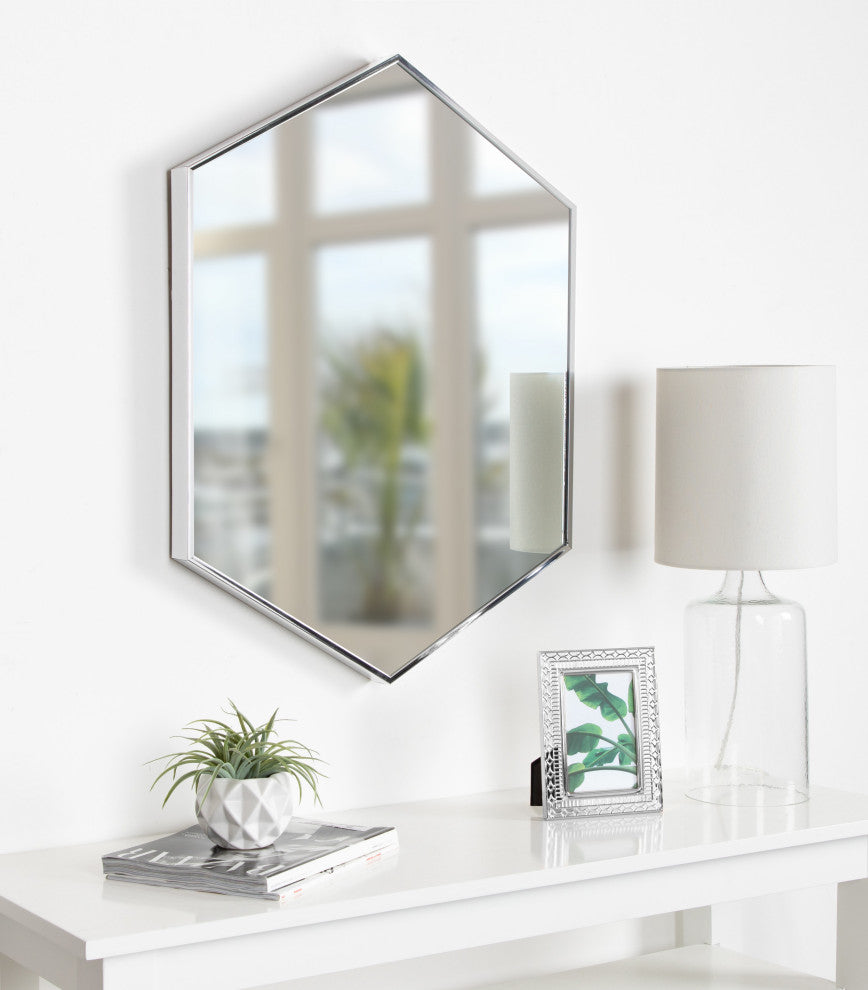 Rhodes Framed Hexagon Wall Mirror, Silver, 22x31