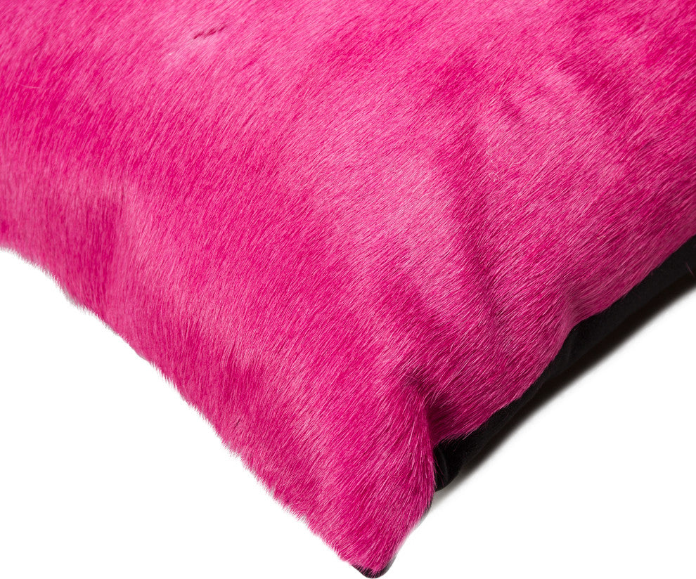 Torino Cowhide Pillow, Fuchsia, 12"x20"