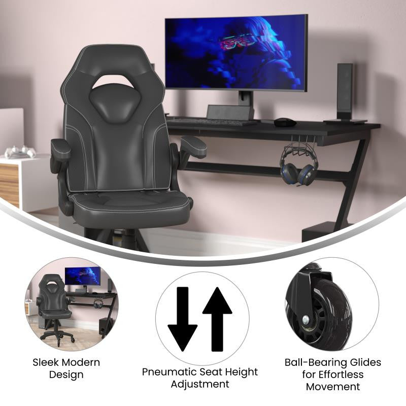 X10 Office Computer Chair, Flip-up Arms, Transparent Roller Wheels, Black