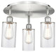 Clymer-3 Light 16" Flush Mount-Satin Nickel, Clear Glass Shade