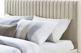 Gallo Vegan Leather Upholstered Bed, Beige, Queen
