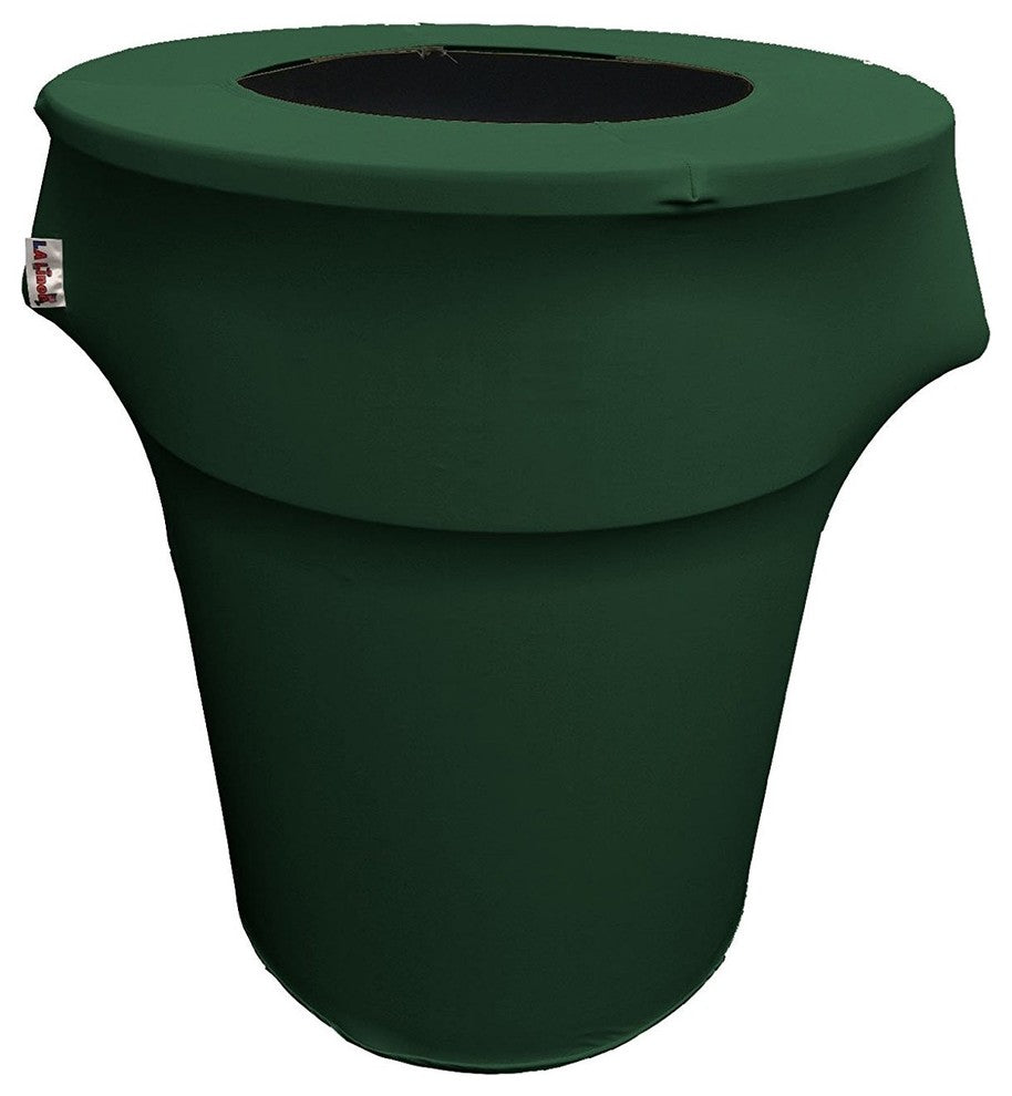 LA Linen Stretch Spandex Trash Can Cover, 44 gal. Round, Hunter Green