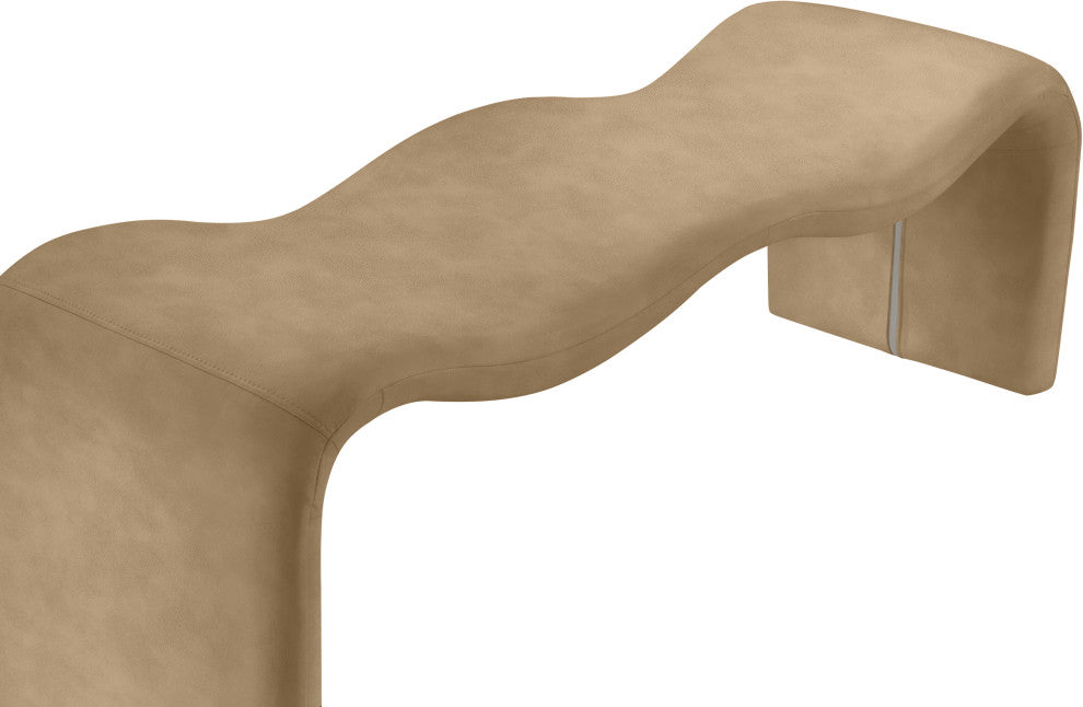 Willow Upholstered Bench, Tan, Vegan Leather