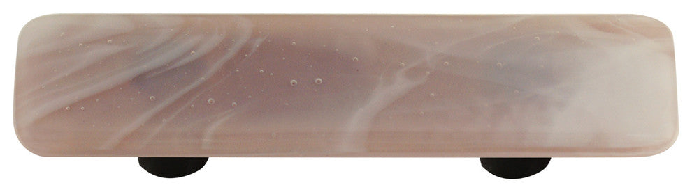 Art Glass Rectangle Swirl Pull, Alum Post, White Swirl Dusty Lilac
