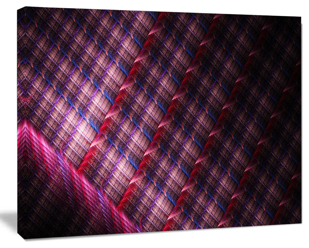 Dark Pink Abstract Metal Grill, Abstract Art on Canvas, 20x12