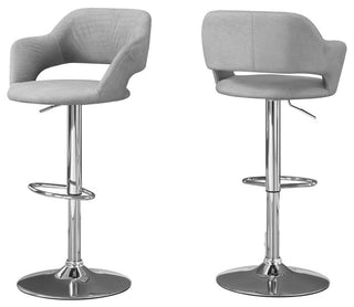 Bar Stool Swivel Bar Height Adjustable Metal Fabric Grey Chrome