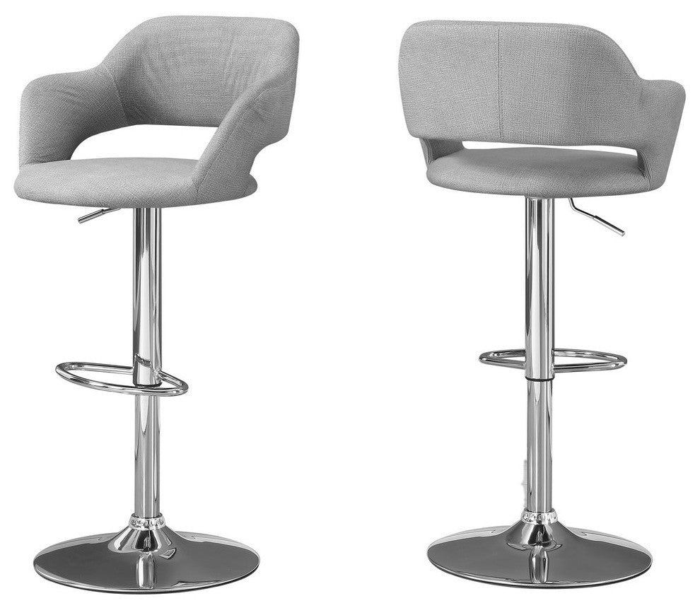 Bar Stool Swivel Bar Height Adjustable Metal Fabric Grey Chrome
