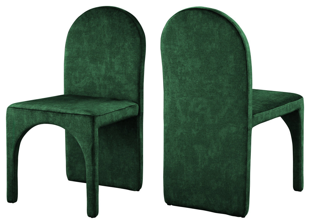 Summer Velvet Upholstered Dining Arm Chair (Set of 2), Green, Side Chair